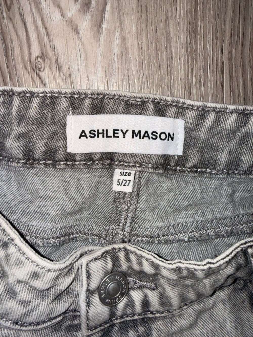 Ashley Mason Gray Acid Wash Denim Skirt - Picture 4 of 4